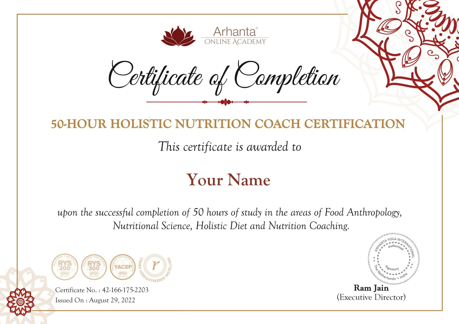 50 heures de Ccertification de Coach Nutrition Holistique